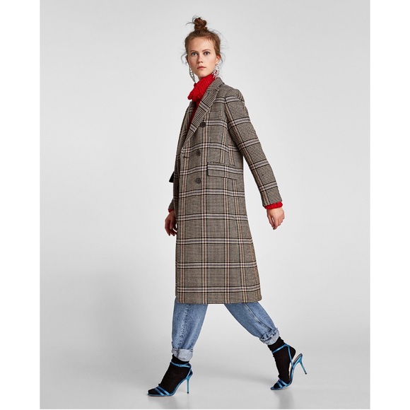 NWT ZARA Oversized Check Coat 8284/749 Size XS - Picture 3 of 8